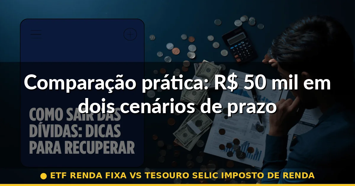 Comparação prática: R$ 50 mil em dois cenários de prazo — etf renda fixa vs tesouro selic imposto de renda