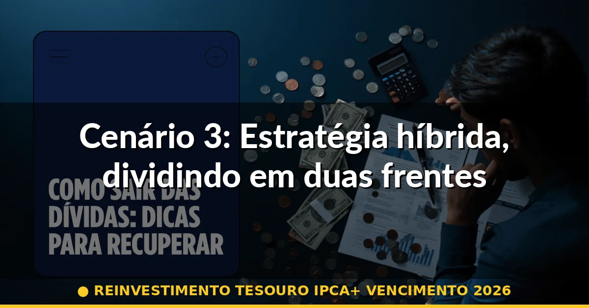 Cenário 3: Estratégia híbrida, dividindo em duas frentes — reinvestimento tesouro ipca+ vencimento 2026