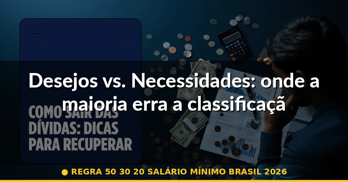 Desejos vs. Necessidades: onde a maioria erra a classificação — regra 50 30 20 salário mínimo brasil 2026