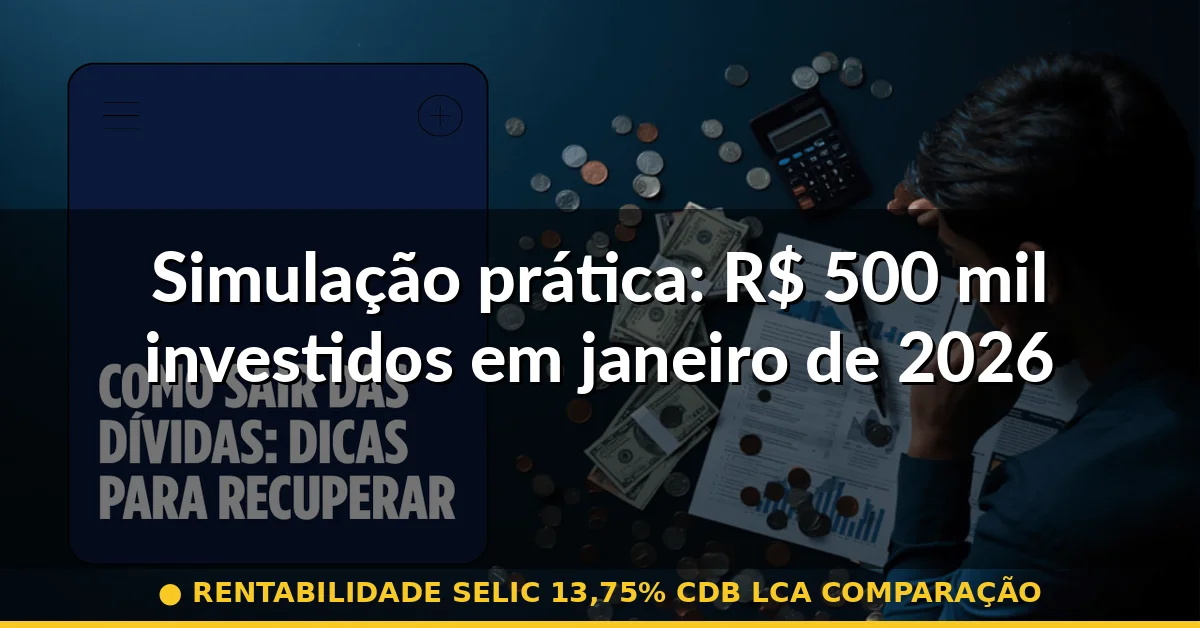 Simulação prática: R$ 500 mil investidos em janeiro de 2026 — rentabilidade selic 13,75% cdb lca comparação