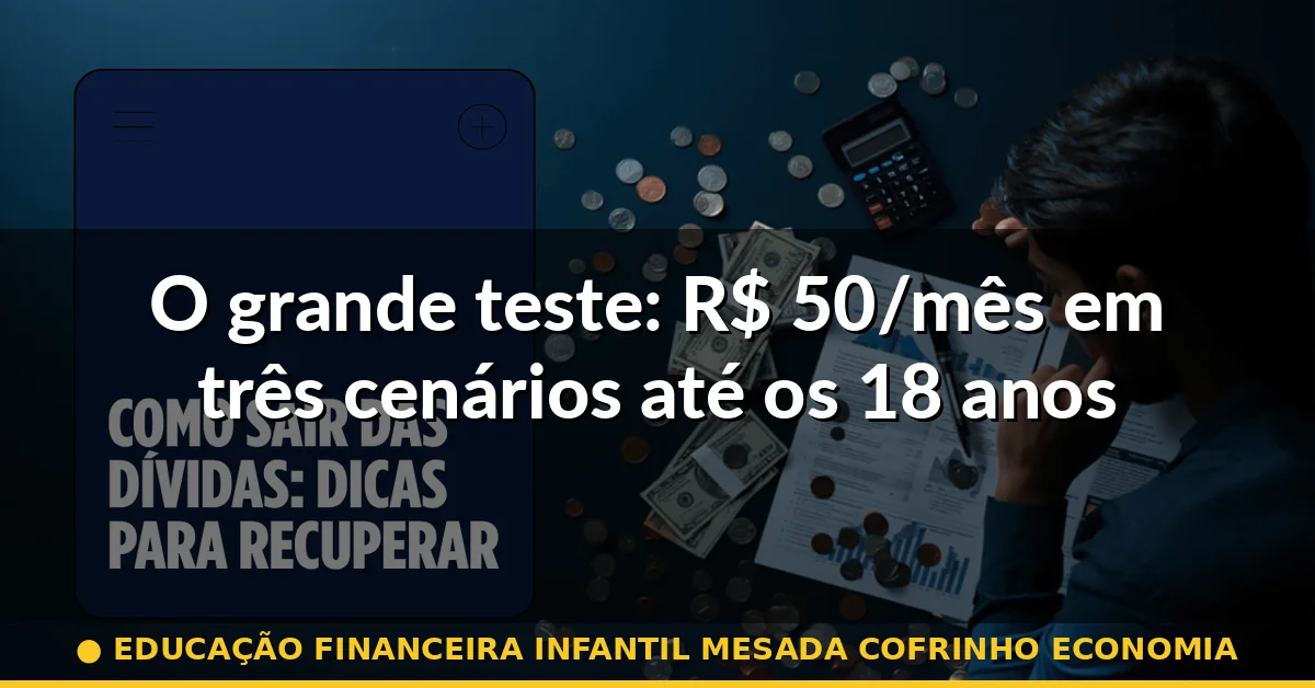 O grande teste: R$ 50/mês em três cenários até os 18 anos — educação financeira infantil mesada cofrinho economia